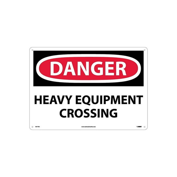 National Marker Danger Signs; Heavy Equipment Crossing 14X20 Rigid Plastic D471RC
