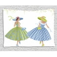 thumbnail image 1 of Vintage Woman Tapestry, Two Women Walking Dressed in Style of 1950s Fashion Vibrant Color Polka Dots, Wall Hanging for Bedroom Living Room Dorm Decor, 80W X 60L Inches, Multicolor, by Ambesonne, 1 of 2