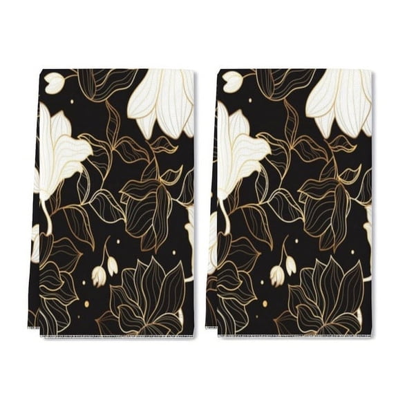 YladaFaie Set of 2 Pack Bohemian Line Art Tea Dish Towels,Absorbent Drying Cloth Towels for Cooking Baking,16 x 24 Inch for Bathroom Holiday Seasonal Wreath Decor