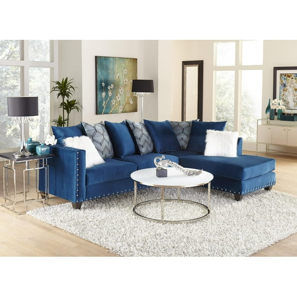 Dakota Sapphire Blue Sectional Color Blue Style Contemporary Walmart Com Walmart Com