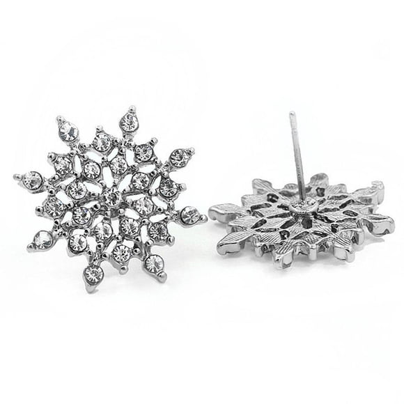 Exquisite Bright CZ Imitation Crystal Snowflake Ear Crystal Ear Stud Snowflake Stud Earrings For Women