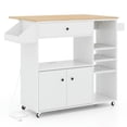 thumbnail image 2 of Spaco Drop Leaf Mobile Kitchen Island Cart with Power Outlet and Adjustable Shelf-White, Kitchen Island, Kitchen Island with Storage for Kitchen,Dinning Room, 2 of 7
