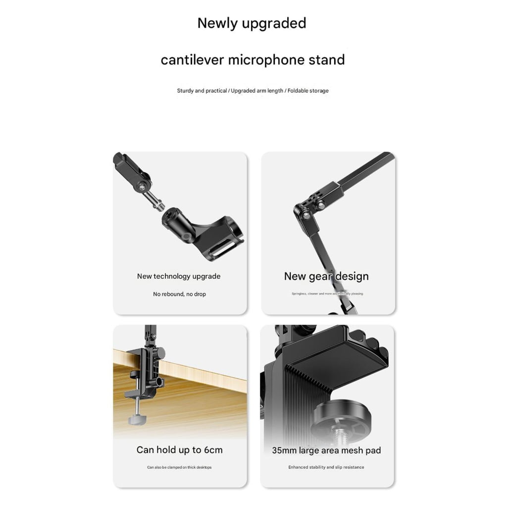 Durability Alloy Microphone Arm Stand Springless Universally Microphone Mount for Long Lasting