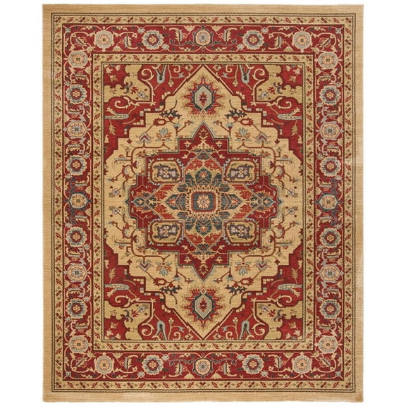 SAFAVIEH Mahal Oswin Oriental Area Rug, Red/Natural, 9' x 12'