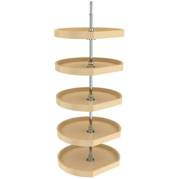 Rev-A-Shelf 6265-22-52 Classic Plastic 5 Tier 22" D Shaped Flat Side Lazy Susan - Almond