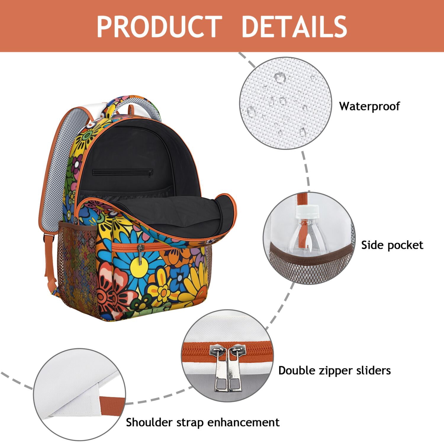 Nature Inspired Watercolor Floral Backpack - Ergonomic Student Backpack
