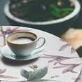 thumbnail image 3 of Ambesonne Flowers Fitted Round Tablecloth, Innocent Leaves Exotic Art, 45"- 56" Diameter, Almond Lilac and Grey Teal, 3 of 5