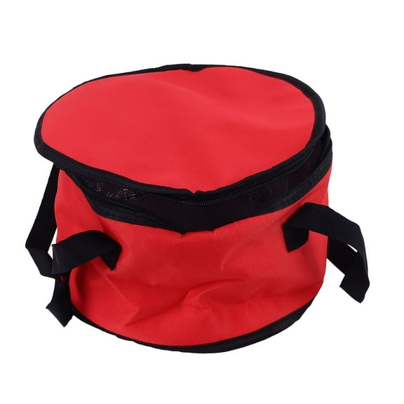 Round Insulated Casserole Carrier, 11x7in Thermal Picnic Bag with Handles - Red
