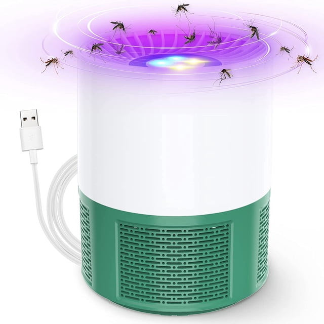 Lámpara antimosquitos, matamosquitos eléctrico UV, matamosquitos eléctrico silencioso para uso en exteriores e interiores, verde y blanco