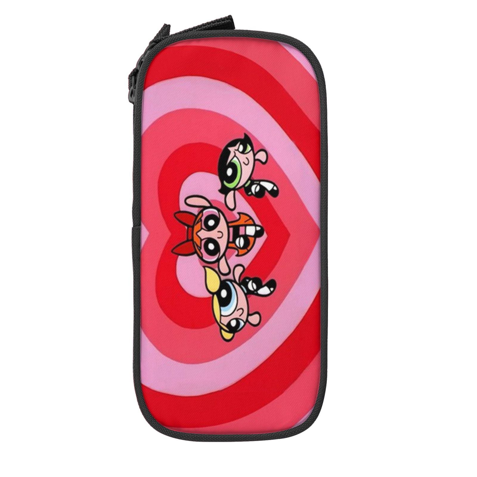 The Powerpuff Gi-rls Pencil Case Large Capacity Pencil Pouch Penbag Office Stationery Organizer Travel Makeup Bag Black