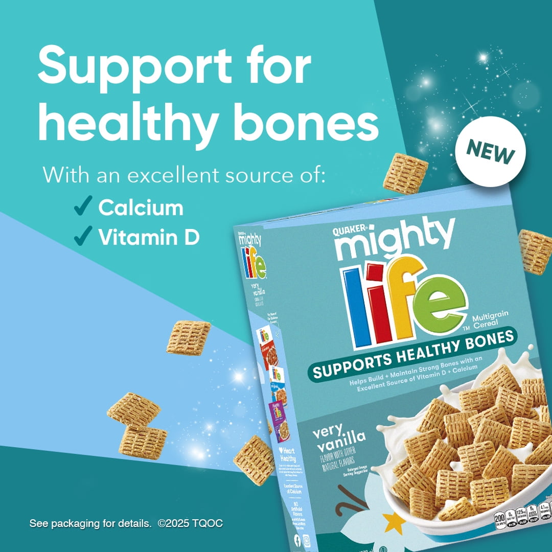 Mighty Life Cereal Vanilla, Supports Healthy Bones, Family Size 22.3 oz