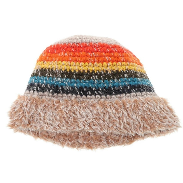 Crochet Bucket Hat For Women Stylish Knitted Floppy Design Multi Color 54-58cm Warmth 1Pcs