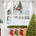 thumbnail image 3 of Green Christmas Tree Tie Up Valances Curtain, Food Reindeer Gift Linen Winter Adjustable Rod Pocket Short Window Treatment Tie Up Curtains Valances for Kitchen Living Room Bathroom 60x18 Inches, 3 of 9