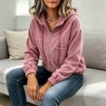thumbnail image 6 of WCMZJ Women's Corduroy Hooded Zip Up Jacket Drawstring Hood Relaxed Fit Casual Daily Layering Outerwear Coat with Pocket, 6 of 8