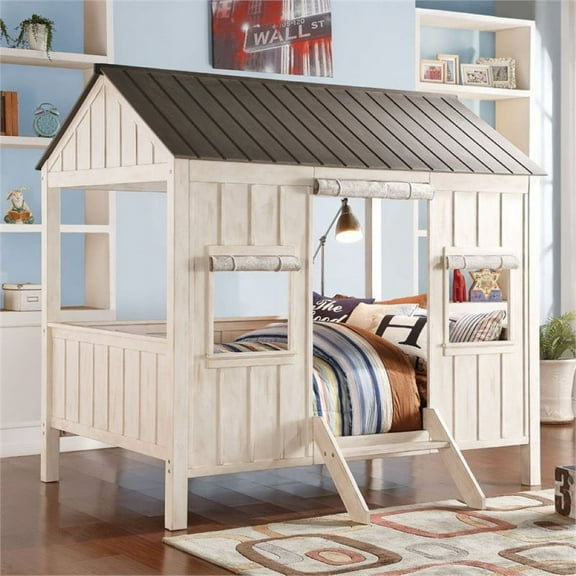 Pemberly Row Full Cottage Bed in Weathered White
