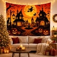 thumbnail image 3 of Digital Village Square with Glowing Night Massive Luminous, Playful Illustration for Cat Lovers, Animal Wall Decor, Halloween Gift, Tapestry Wall Hanging for Bedroom and Dorm, 3 of 7