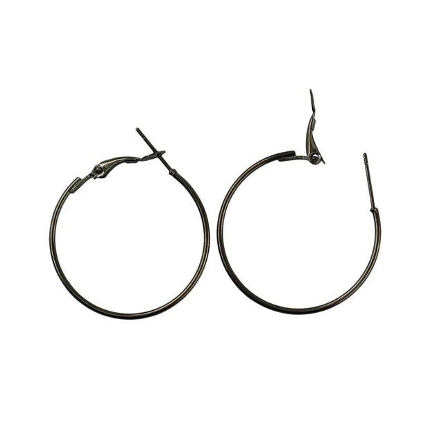 20pcs 30mm Round Hoop Loop Wire hooks Leverback Earring Making circle 30mm Earwire Findings Metallic Black