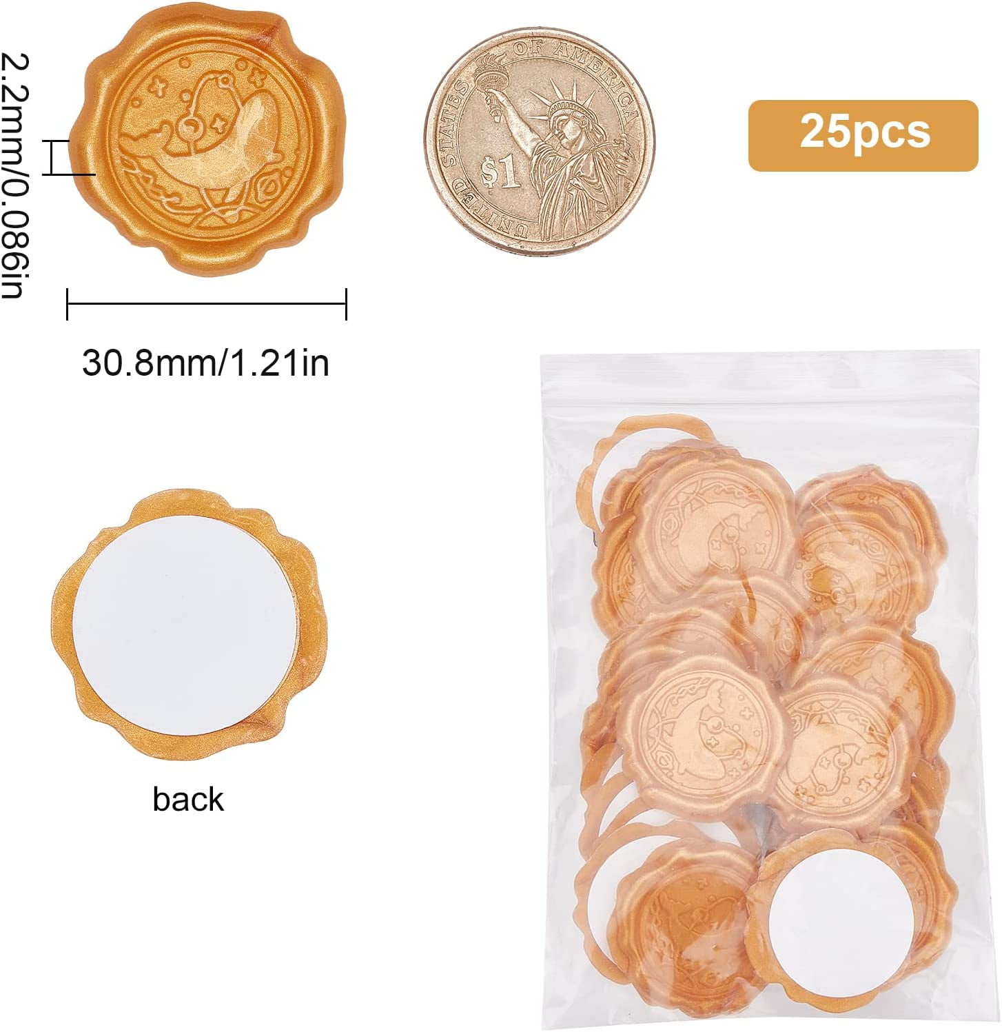 Transparent Gold Wax Seal Stickers 50Pcs Self Adhesive Wax Seals Plants  Footprints Scrapbooking Wedding Stamps