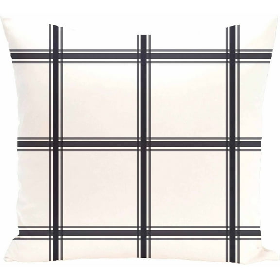 Simply Daisy 16" x 16" Windowpane Plaid Geometric Print Pillow, Navy