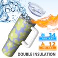 thumbnail image 5 of 40oz Tumbler with Handle and Straw, Vacuum Insulated Stainless Steel Travel Mug, Fits Car Cup Holder, Daisy Floral Print, 5 of 6