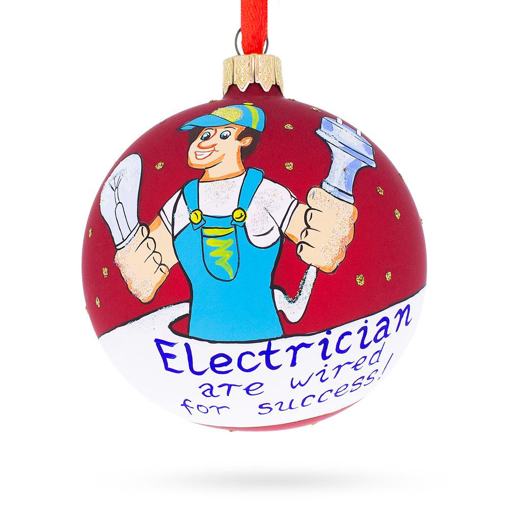 BestPysanky Electrician with Tools Glass Ball Christmas Ornament
