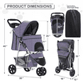 thumbnail image 2 of MoNiBloom 3 Wheel Folding Pet Dog Stroller, Foldable Lightweight Trolley with Storage Basket, Cup Holder and 360° Rotating Front Wheel for Small Medium Dogs, Plaid, 2 of 15