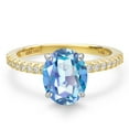 thumbnail image 3 of Gem Stone King 14K Two Tone Gold Millennium Blue Mystic Quartz and Lab Grown Diamond Engagement Ring for Women | 3.16 Cttw | Oval 10X8MM | Gemstone Birthstone | Size 8, 3 of 6