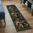 thumbnail image 3 of Runner Rug 2 x 6 Ft, Black Spring Floral Washable Non-Slip Floor Mat for Kitchen Hallway/Entryway, Elegant Pastoral Flowers Birds Retro Art Long Kitchen Runner Area Rugs for Living Room, Low-Profile, 3 of 8
