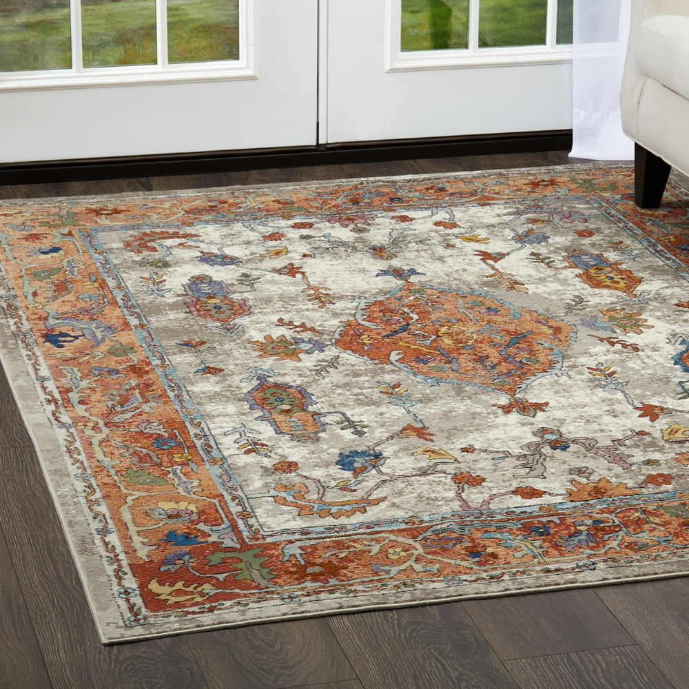 Nicole Miller New York Parlin Aster Medallion Area Rug, Ivory/Rust, 31