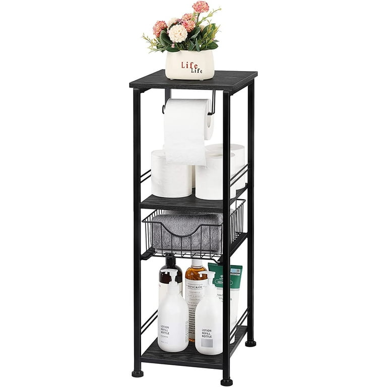 InterDesign Forma Free Standing Bathroom or Shower Storage Shelves for  Towels, Soap, Shampoo, Lotion, Accessories - 3 Tier, Matte Black