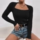 thumbnail image 2 of Mujeres Sexy Slim Casual Sólido Manga larga Cuello cuadrado Base Camisas Blusas cálidas Tops Fridja FKASFK2707, 2 of 6