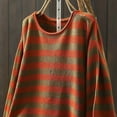 thumbnail image 4 of VISALY Pullover Crewneck Sweatshirt Striped Sweater Women's Cotton Sweaters O Neck Striped Long Sleeve Loose Pullover Tops Crochet Sweaters Womens Pullover Sweaters Pullover Womens Rd2 Xxl, 4 of 4