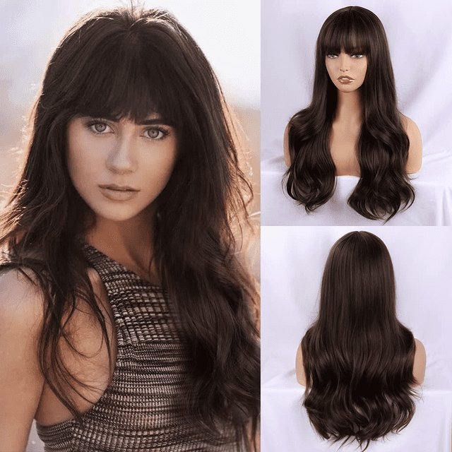 Ladies Wavy Wigs Long Curly Wigs Synthetic Party Wigs Full Mid Section Wigs Natural Look