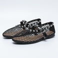 thumbnail image 5 of Miqool Womens Mesh Ballet Flats Fishnet Round Toe Buckle Strap Hollow Out Breathable Casual Mary Jane Flat Shoes for Summer Spring, 5 of 9