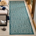 thumbnail image 3 of SAFAVIEH Cottage Laraine Geometric Indoor/Outdoor Area Rug Cream/Turquoise, 9' x 12', 3 of 9