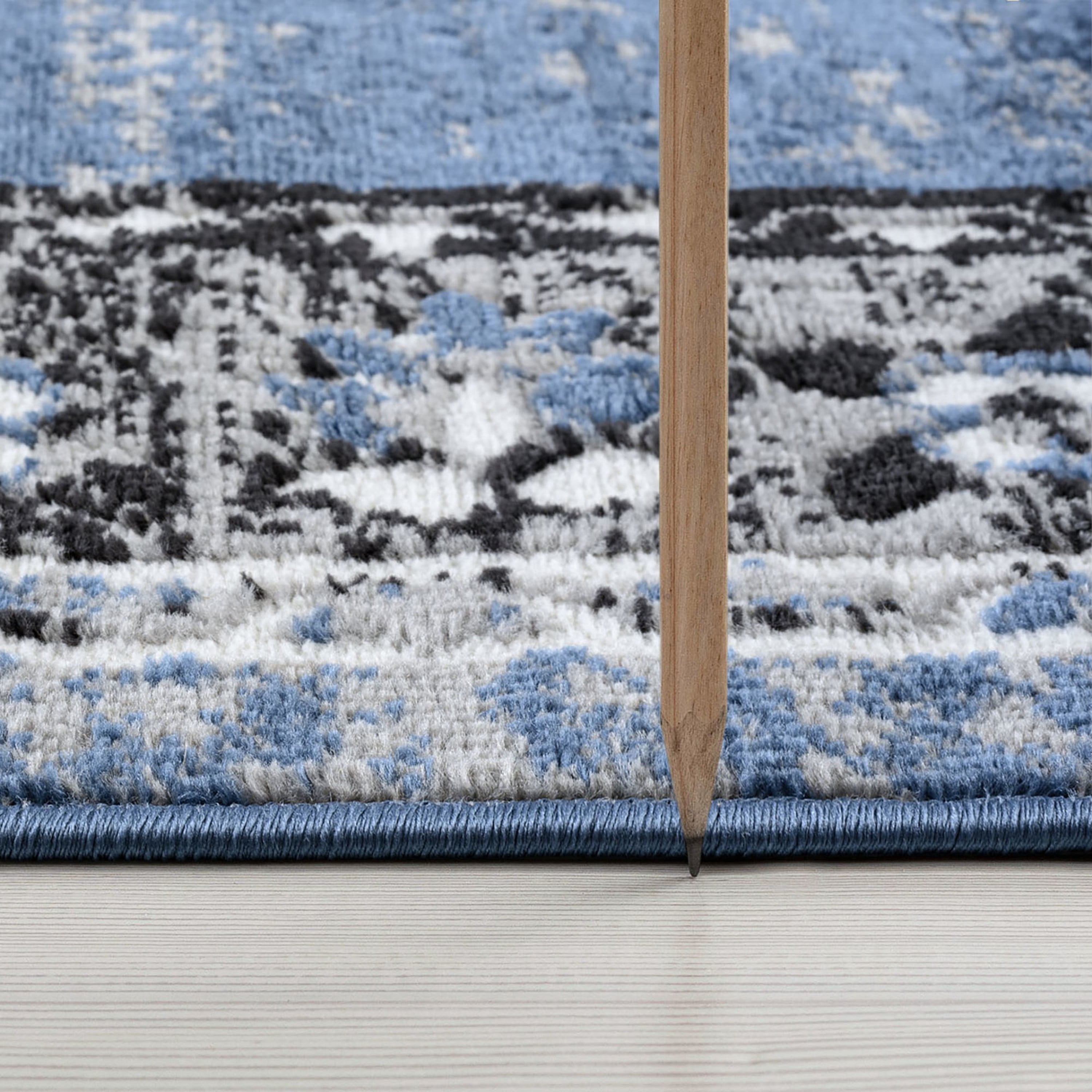 Traditional 8x10 Area Rug (7'11'' x 10'3'') Oriental Blue, White Living Room Easy to Clean