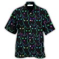 thumbnail image 3 of Camisa con estampado de gato colorido para hombre, camisas hawaianas con estampado de animales en 3D, blusas de manga corta para playa de verano, blusa con solapa con botones genial, 3 of 5