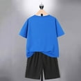 thumbnail image 6 of Fesfesfes Boys' Sports Suit Summer Outfit Comfortable Short Sleeve Top and Stretch Shorts Casual 2Pcs Play Clothes for Active Kids(Blue,11 Years), 6 of 6