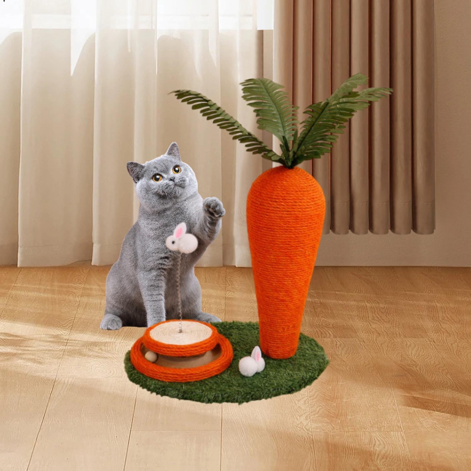 TOOYFUL Cat Scratcher Post Bed ,Cat Scratching Carrot Shape ,Interactive Cat Claw Scratcher, Cat Climbing Frame for Playing ,Exercise