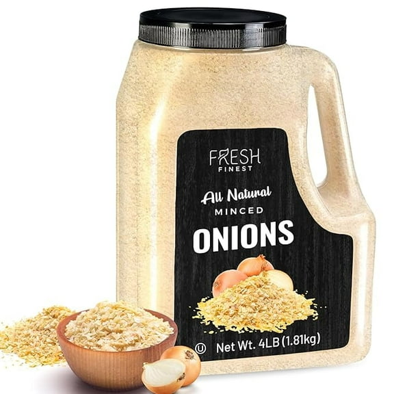 Fresh Finest Minced Onions 4 lb. Bulk Dehydrated Onions, Kosher Certified, Non-GM Best for Vegetables, Meats, Rubs and Dressings, 4 LB (1.81 kg)
