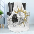 thumbnail image 4 of Moon Rays Soft Flannel Fleece Throw Blanket, Portrait Image of a Woman in Sun and Crescent, Cozy Plush for Indoor and Outdoor Use, 70" x 90", Mustard Grey, by Ambesonne, 4 of 5