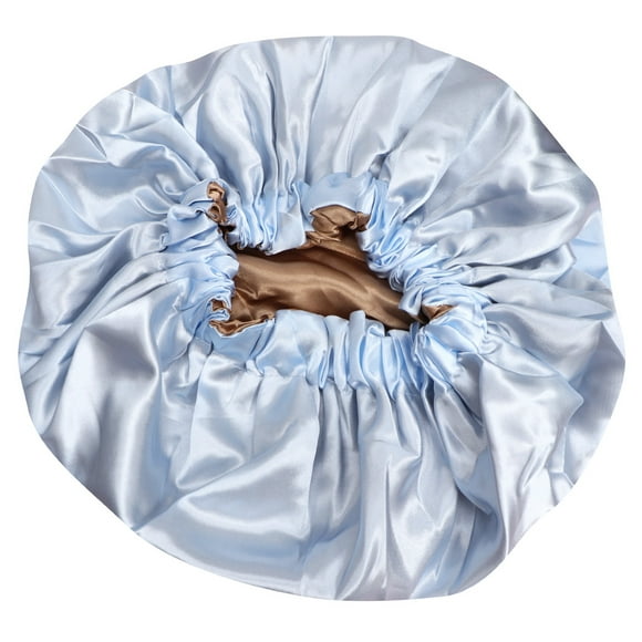 EeaseMX Gorro de dormir de satén de doble capa, ajustable, elástico, para mujer (azul cielo)