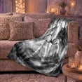 thumbnail image 6 of Two Wolves beneath Moonlit Forest Sky, Dramatic Wildlife Style for Wolf Lovers, Black and White Wolf Portrait and Birthday Gift, Cozy Flannel Blanket for Cabin and Bedroom, Home Decor, 6 of 9