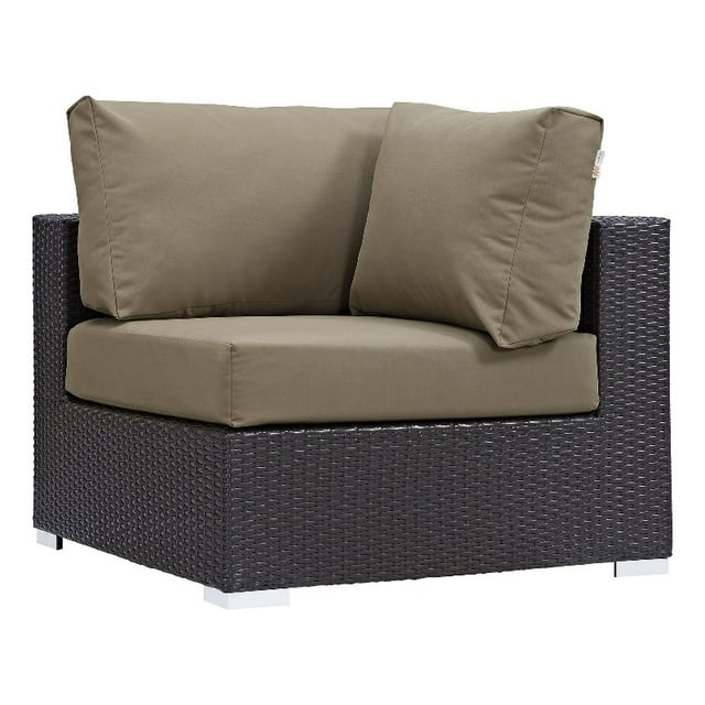 Modway Convene Aluminum and Rattan Outdoor Patio Corner in Espresso/Mocha