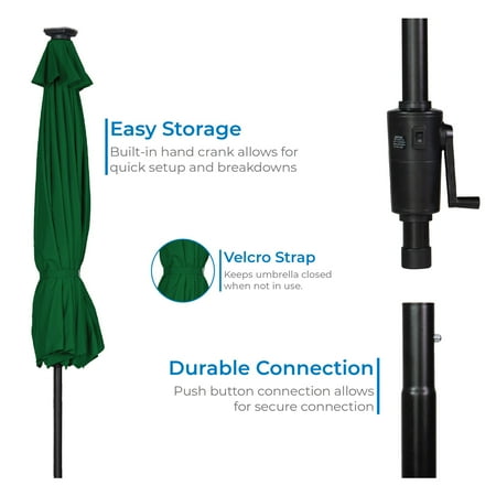 Sun Ray - 9'x7' Rectangular Solar Lighted Umbrella - Royal Blue