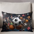 thumbnail image 3 of Basketball Soccer Throw Pillow Cover,Funny Sports Ball Themed Painting Rectangle Decorative Pillow Case Protector Soft Cushion Cover Lumbar Pillowcase for Couch Sofa Bedroom Car Chair Decor 16x24 In, 3 of 8