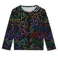 thumbnail image 4 of Bnwani Valentines Toddler Shirts Long Sleeve Black Crew Neck Casual Cute Heart Printed Tops, 4 of 7