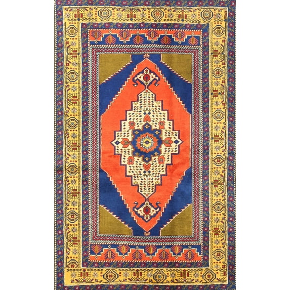 Ahgly Company Indoor Rectangle Traditional Dark Raspberry Purple Medallion Area Rugs, 2' x 4'