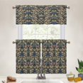 thumbnail image 4 of Vintage William Morris Art Print Kitchen Curtains Tiers Valances Set,Rustic Mid Century Gothic Floral Leaves 3Pcs Rod Pocket Window Treatment Tiers for Bedroom,1 Valance(54"x18")+2 Tiers(27.5W x36L), 4 of 5