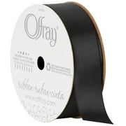 Offray Ribbon, Black 7/8 inch Single Face Satin Polyester Ribbon, 18 feet